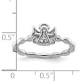 thumbnail image 5 of Solid Sterling Silver Stackable Expressions Polished Diamond Angel w/halo Ring - Ring Size 5.0 Natural Diamonds, 5 of 8
