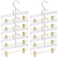 thumbnail image 4 of 10 Pack Gold Acrylic Hangers with Clips, Adult Transparent Right Angle Hook, Space-Saving, Quality Design, Ideal for Pants and Clothes Organization, 4 of 5