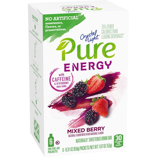 Crystal Light Pure Energy Mixed Berry OnTheGo Powdered Drink Mix 6 ct