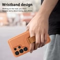 thumbnail image 5 of for Samsung Galaxy S25 Ultra Magnetic Phone Case with Wristband, Magnetic Case [Support Wireless Charging] PU Leather Hard PC Slim Shockproof Protective Cover for Samsung Galaxy S25 Ultra, Brown, 5 of 9