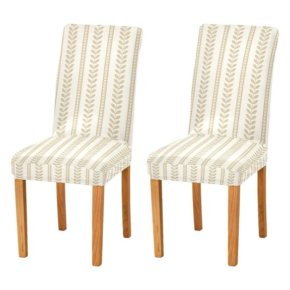 Yayeee 2 Pack Dining Chair Covers Stretch Parson Chairs Slipcovers Seat Protector, Soft Brown Abstract Pattern