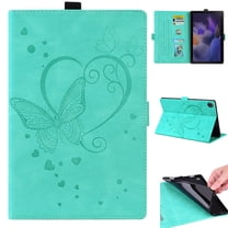 Butterfly Embossed PU Leather Case for Samsung Galaxy Tab A8 2021(10.5"), Allytech Full-Body Shockproof Drop Protection Cover with Card Slots/Photo Holder Kickstand Case for SM-X200/X205, Green