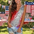 thumbnail image 2 of GNFQXSS Womens V Neck Tank Top American Print Loose Sleeveless Blouse Lightweight Flowy Patriotic Party Top Multicolor M, 2 of 4