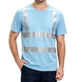 thumbnail image 2 of Mens high vis shirts Quick Dry Hi Vis Reflective Safety Short Sleeve T Shirts Construction Work Shirts with Reflective Strips Sky Blue L, 2 of 6