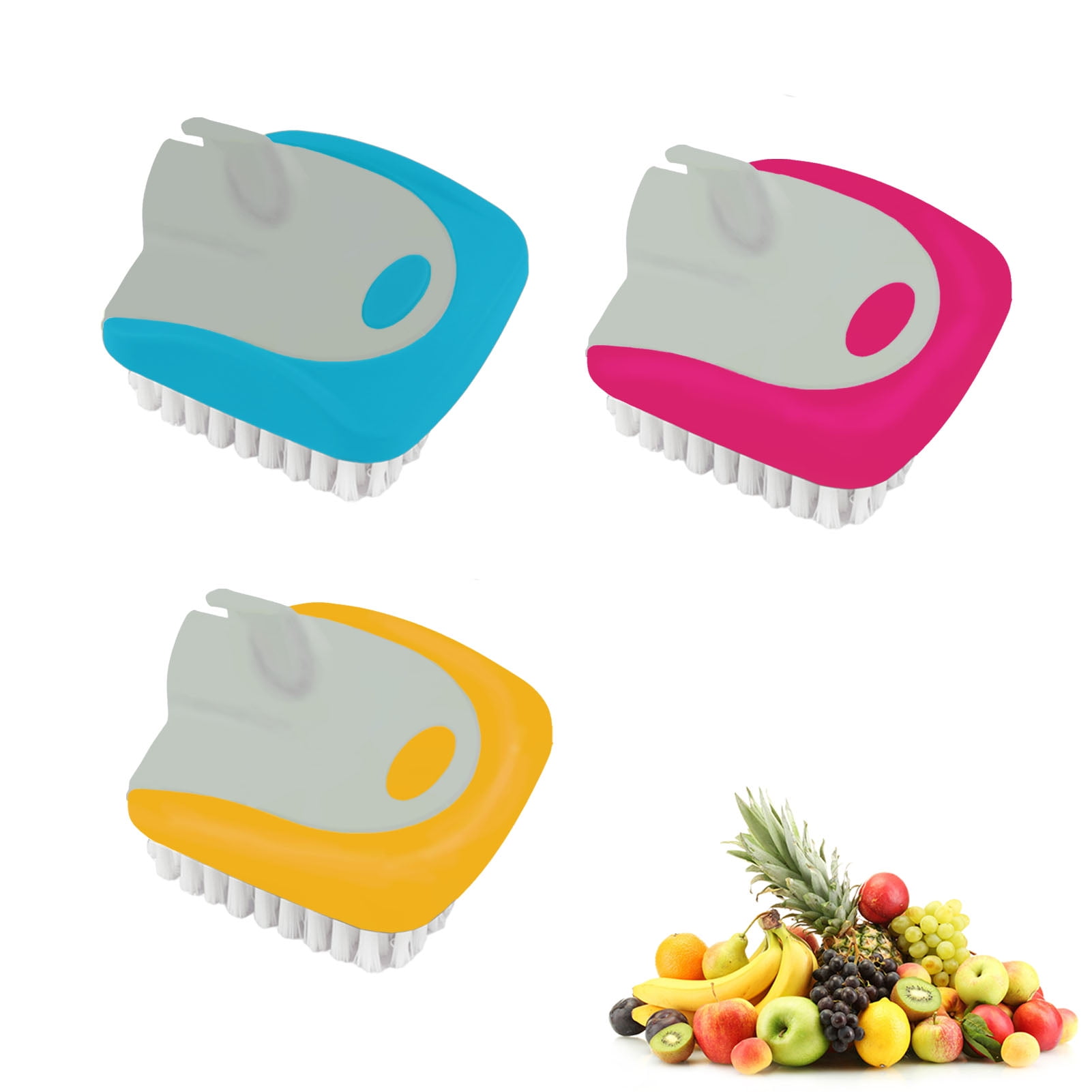 3 Pcs Vegetable Brush Fruit Cleaner Scrub Brush with Soft Handle