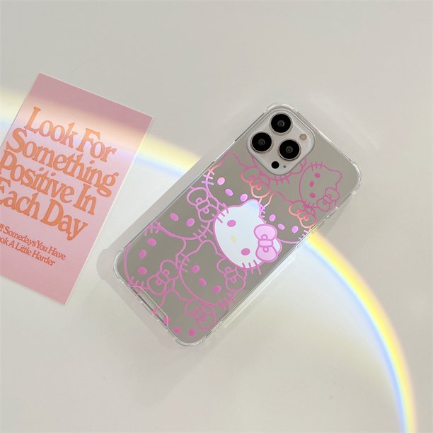 Funda de teléfono con bonito dibujo de Hello Kitty Cat para iphone 13 11 14 plus 12 pro max mini x xr xs max 7 8 plus, funda con espejo