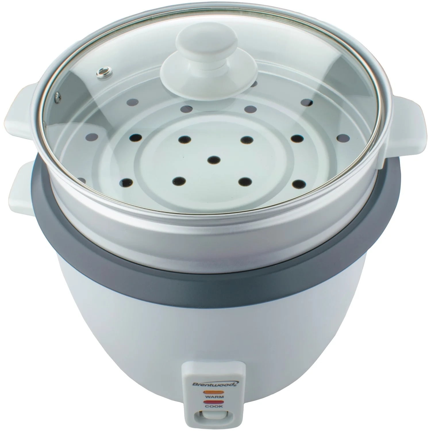Brentwood TS-380S 10-Cup Uncooked/20-Cup Cooked Rice Cooker and Food Steamer, White