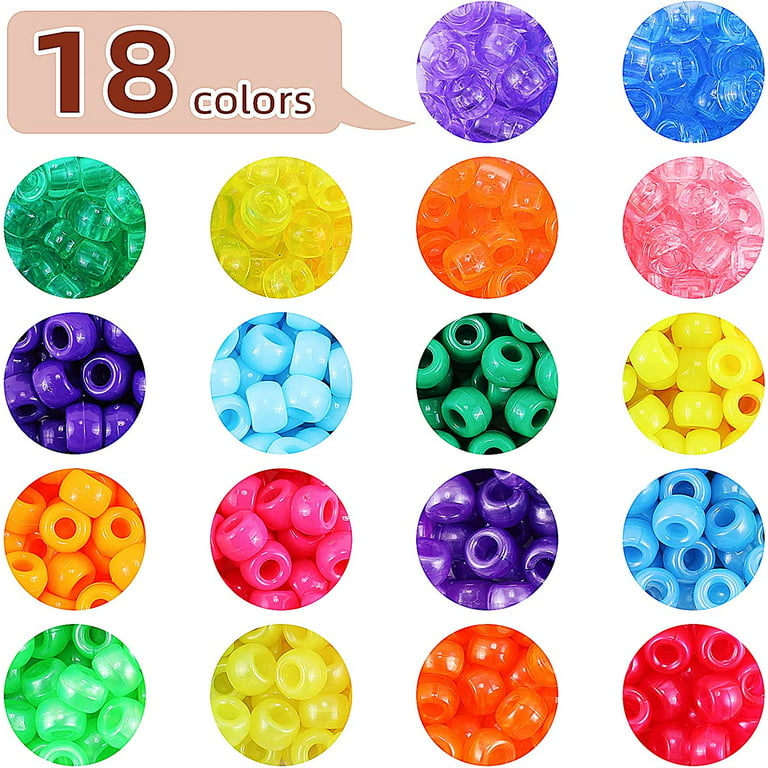 3500 Pcs Rainbow Pony Beads for Jewelry Making, Hair Beads for