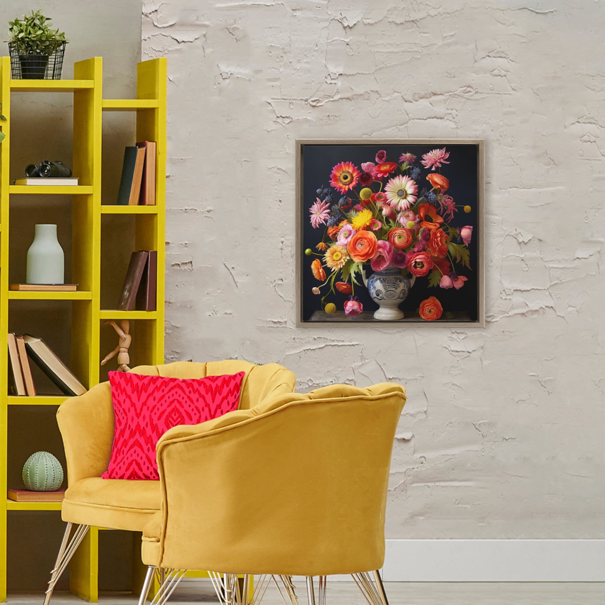 Stupell Industries Harmonious Spring Bouquet Brown Framed Floater Canvas Wall Art, design by Lazar Studio