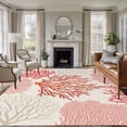 thumbnail image 2 of Red Coastal Washable Rug 6x9 Area Rug for Living Room Bedroom Non Slip Indoor Floor Rectangle Carpet Soft Low Pile Large Vintage Coral Ocean Modern Sea Abstract Entryway Rugs for Dining Room Office, 2 of 9