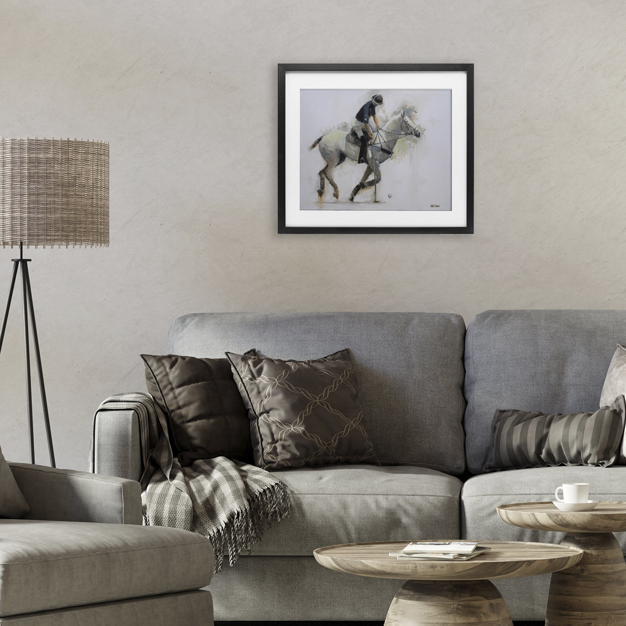 Stupell Industries Polo Rider in Motion Black Framed Print Under Glass, design by Jadei Graphics
