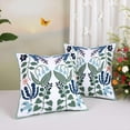 thumbnail image 7 of Tosleo Flower Embroidered Throw Pillow Covers 18x18 inch Pack of 2 Green Leaves with Birds Floral Pillowcases Farmhouse Decorative Coastal Pillow Cushion Cases Square Navy Blue Flower Pillow Case, 7 of 7