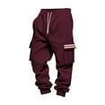 thumbnail image 4 of LMOIPLI Men's Fleece Sweatpants Casual Loose Fit Cargo Pants Elastic Waist Lounge Pants Tapered Joggers with Pockets Wine XL, 4 of 9