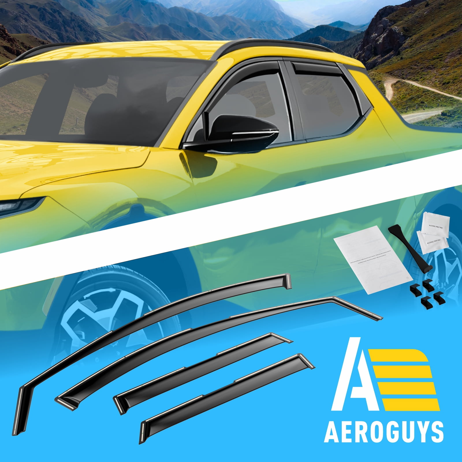 AEROGUYS Extra Durable Window Deflectors in-Channel Window Visors Rain Guards Fit for Hyundai Santa Cruz 2022-2026, Sun Visors, Wind Vent Visors, Window Exterior Car Accessories - 4 pcs. AG0482