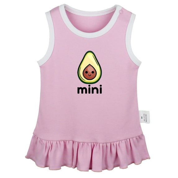 Mini Avocado Funny Dresses For Baby, Newborn Babies Skirts, Infant Princess Dress, 0-24M Kids Graphic Clothes (Pink Sleeveless Dresses, 12-18 Months)