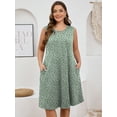 thumbnail image 3 of SHOWMALL Women's Plus Dresses Floral Casual Sleeveless Beach Tank Sundress with Pockets 4X Daisy Green, 3 of 7