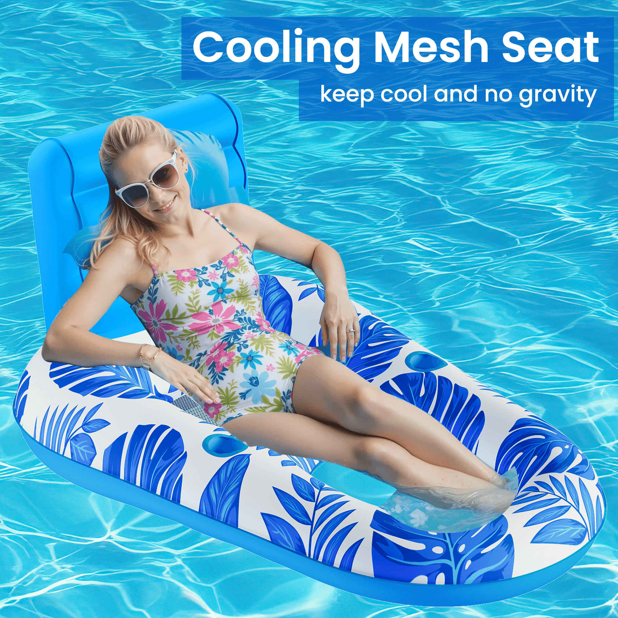 Inflatable Pool Float Adult, GVDV Pool Floaties Lounger Floats Rafts Floating Chair Floats Water Floaty for Swimming Pool Lake Lounge Float with Cup Holders Beach Pool Party Toys for Adults Kids