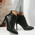 thumbnail image 4 of KIJBLAE Women's Ankle Boots Pointed Toe Stilettos Heel Faux Leather Buckle Ankle Booties Dress Shoes Black 36, 4 of 6