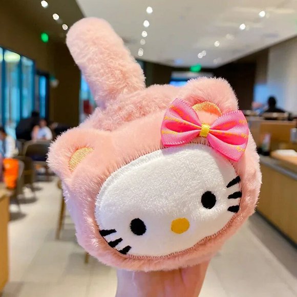 Sanrio Hello Kitty Cache-Oreilles pour Enfants Fille Bébé Mignon Dessin Animé Chaleur des Oreilles Automne et Hiver Chaud Coupe-Vent Peluche Sac de Protection des Oreilles