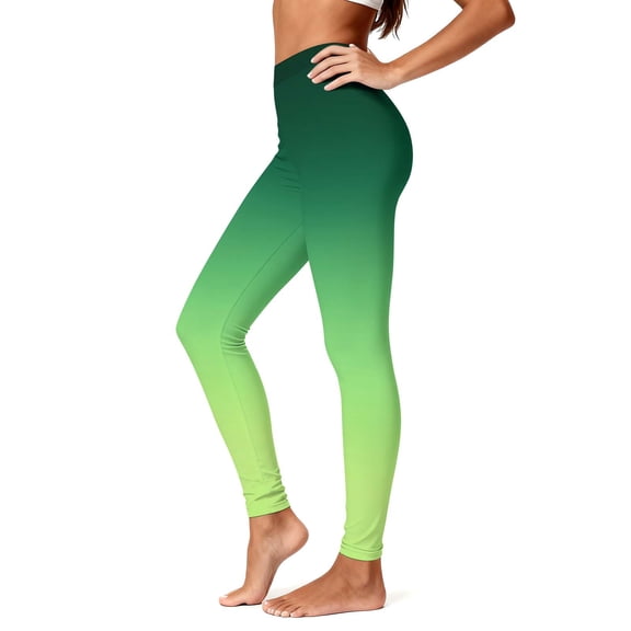 Vekome Green Womens Leggings Plus Size St Patricks Day High Waisted Yoga Pants Seamless Gradient Lightweight Running Tights L