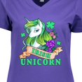 thumbnail image 4 of Inktastic St Patricks Day Irish Unicorn Illustration with Shamrocks Women's V-Neck T-Shirt, 4 of 5