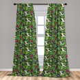 thumbnail image 5 of Ambesonne Tropical Curtains, Exotic Parrots Leaves Art, Pair of 28"x63", Fern Green and Dark Pink, 5 of 5