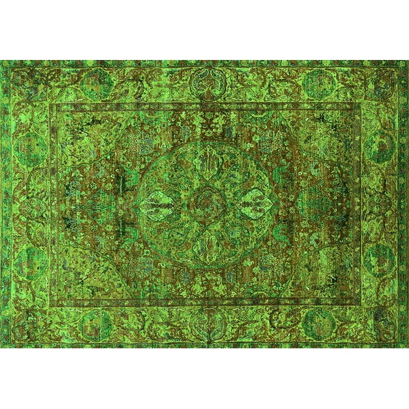 Ahgly Company Indoor Rectangle Oriental Green Industrial Area Rugs, 3' x 5'