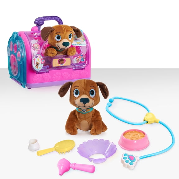 Doc McStuffins On-the-Go Pet Carrier Findo Stuffed Animal and Doctor Kit Pretend Play,  Kids Toys for Ages 3 Up, Gifts and Presents