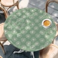 thumbnail image 2 of Green Beige Dandelion Round Tablecloth, Fitted Table Cover with Elastic for 36"-44" Round Tables, Farmhouse Botanical Blossom Table Cloth Outdoor Indoor Dinning Party Waterproof Tablecloths, 2 of 7