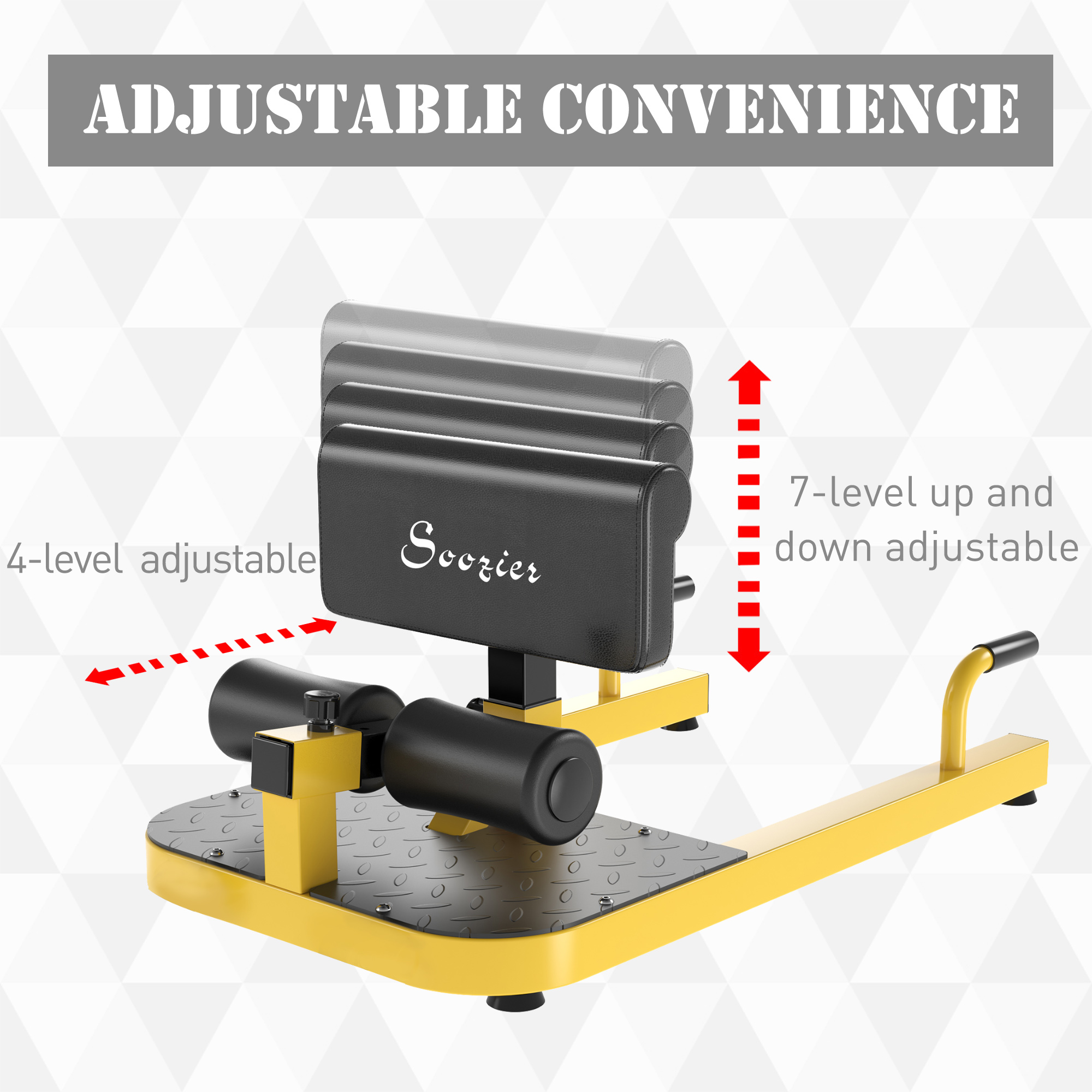 Soozier 3-in-1 Padded Push-up, Sit-up Deep Sissy Squat Machine Home Gym Fitness Equipment, Yellow - image 2 of 9