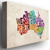 Trademark Art "Australia States Text Map" Canvas Wall Art by Michael Tompsett