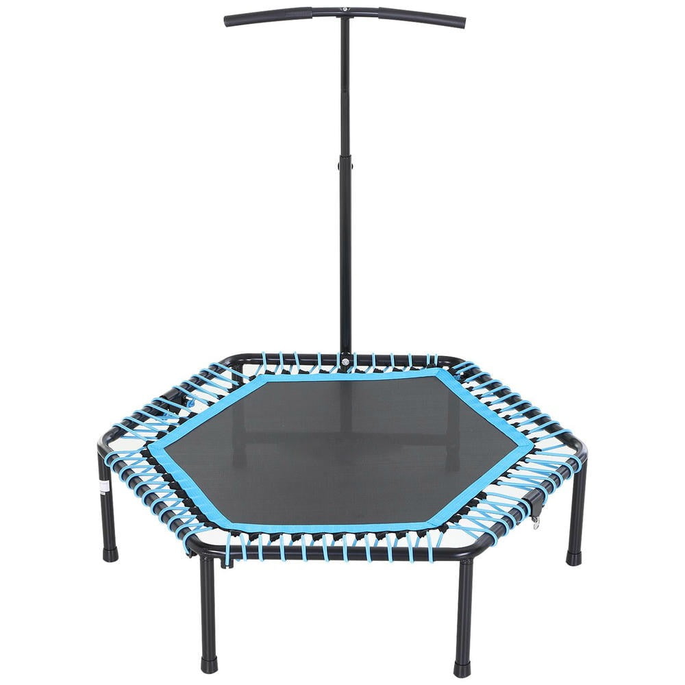 GVN 4.5ft Trampoline with 3-Level Adjustable T-Bar, Outdoor Trampoline with Portable & Foldable Great for Adults Kids Working Out, Blue