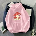 thumbnail image 2 of Sudadera con capucha Hanzidakd para mujer, bonita sudadera con capucha de hongo kawaii para adolescentes, ropa para niñas, sudadera con capucha, camisetas, rosa, tallas S, 2 of 4