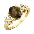 thumbnail image 2 of Mooneye 925 Sterling Silver Gold Vermeil 8X6 mm Oval Shape Smoky Quartz Women Mother's Day Gift Ring, 2 of 4