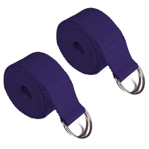 Yoga Strapstretch Band With Adjustable Metal Ring Buckle Loop | Fitness Stretching For Yoga, Pilates - dark purple