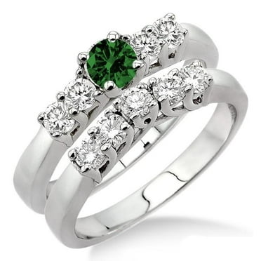 1.5 Carat Classic 6mm Round Cut Diamond Moissanite Five Stone Bridal Set on 10k White Gold