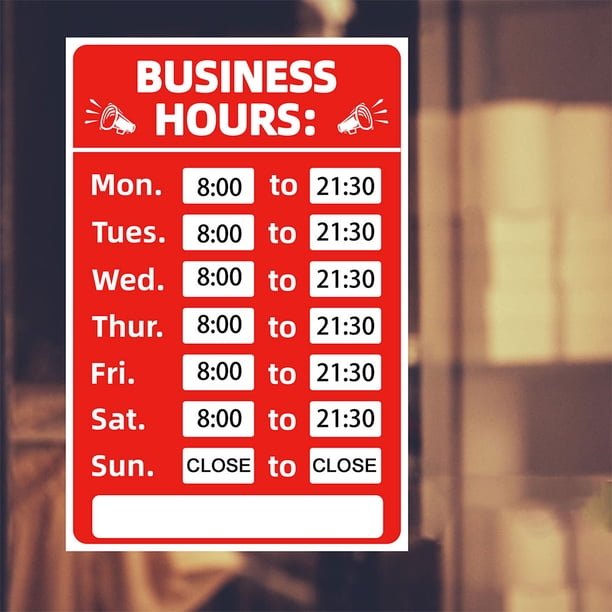 Window Hours Sign Peggybyg Business Hours Sign Hours of Operation Signs for Window / Door ...