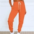 thumbnail image 2 of WTXUE Sweatpants, Scrub Pants Women's Solid Color Casual Sports Tie Up Waist with Sweater Material Pants, Slacks Pantalones De Mujer, Orange, 2 of 4
