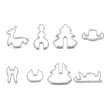 

Sorrowso 8Pcs Stainless Steel Christmas Cookie Cutters Elk Pines Shape Household Baking