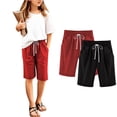 thumbnail image 4 of Cowsor Girl's Knee-Length Bermuda Casual Shorts with Elastic Waist Drawstring 2PC, 4 of 4