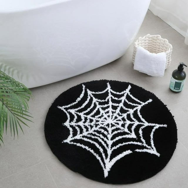 Feltree Scary Halloween Themed Door Mat, Skull Decor Bathroom Rug with Quick-Dry Polyester Fabric for Entryway Seasonal Decor