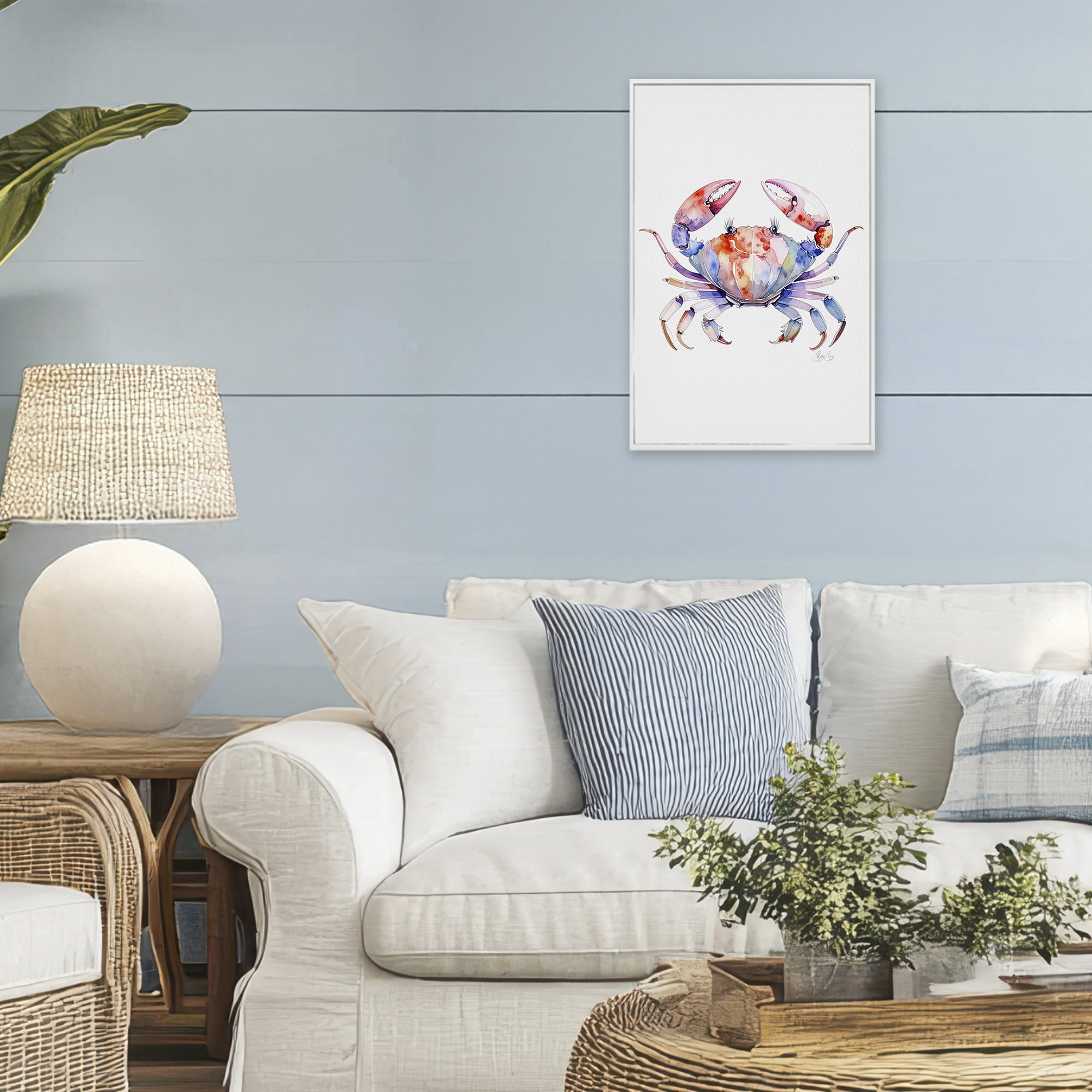 Stupell Industries Tide Dancer Crab White Framed Giclee Art, design by Shelly Craig