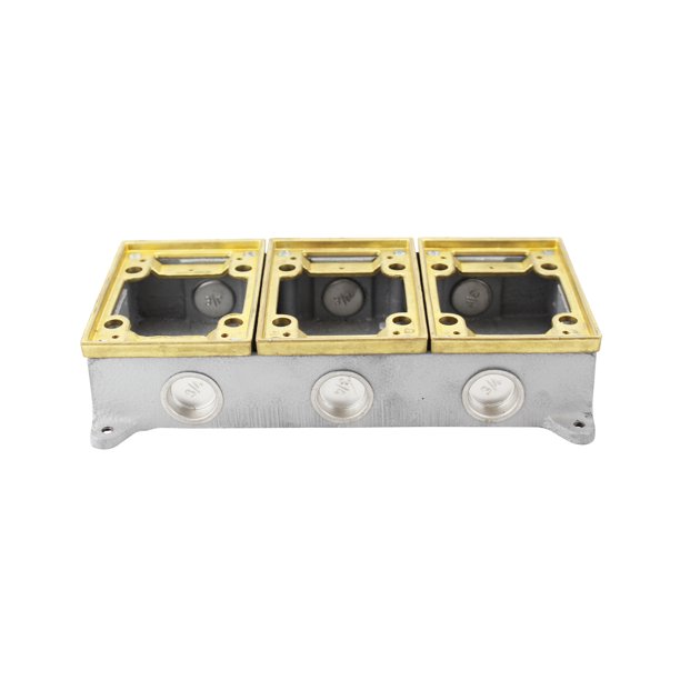 Thomas & Betts 843-SC 3-Gang Shallow Cast Iron Floor Box Brass Flanges ...