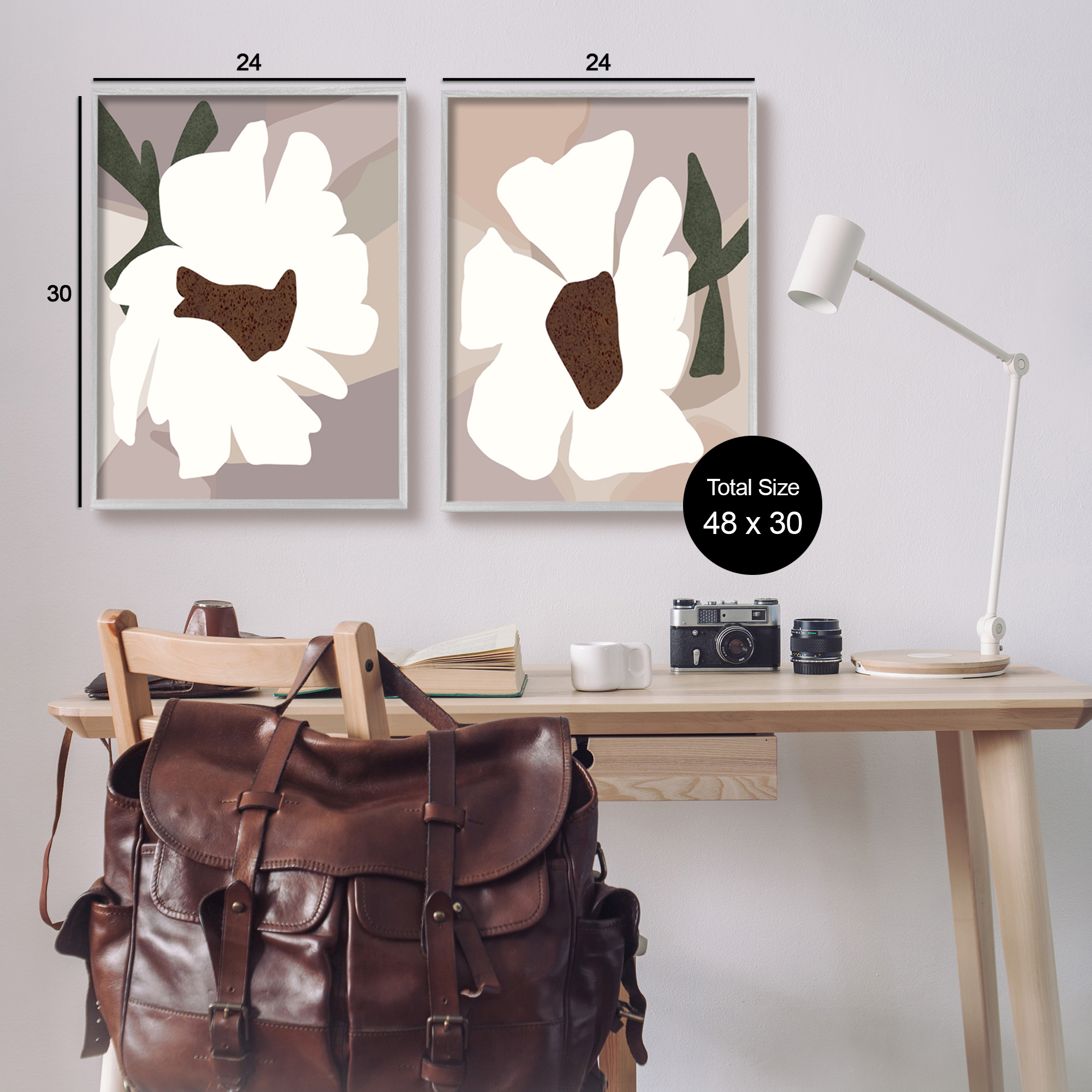 Stupell Industries Abstract White Daisies Botanical & Floral Painting Gray Framed Art Print Wall Art, 24 x 30