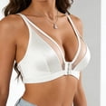 thumbnail image 6 of Feancey Front Closure Bras for Women Deep V Plunge No Underwire Bra Sheer Patchwork Supportive Lingerie Bras Solid Color Casual Push Up Bra White XL, 6 of 10