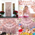 thumbnail image 5 of Decoraciones para fiesta de cumpleaños de oro rosa, pancarta de feliz cumpleaños, cortina con flecos de oro rosa, globos de confeti de papel de estrella de corazón, remolinos colgantes para, 5 of 5