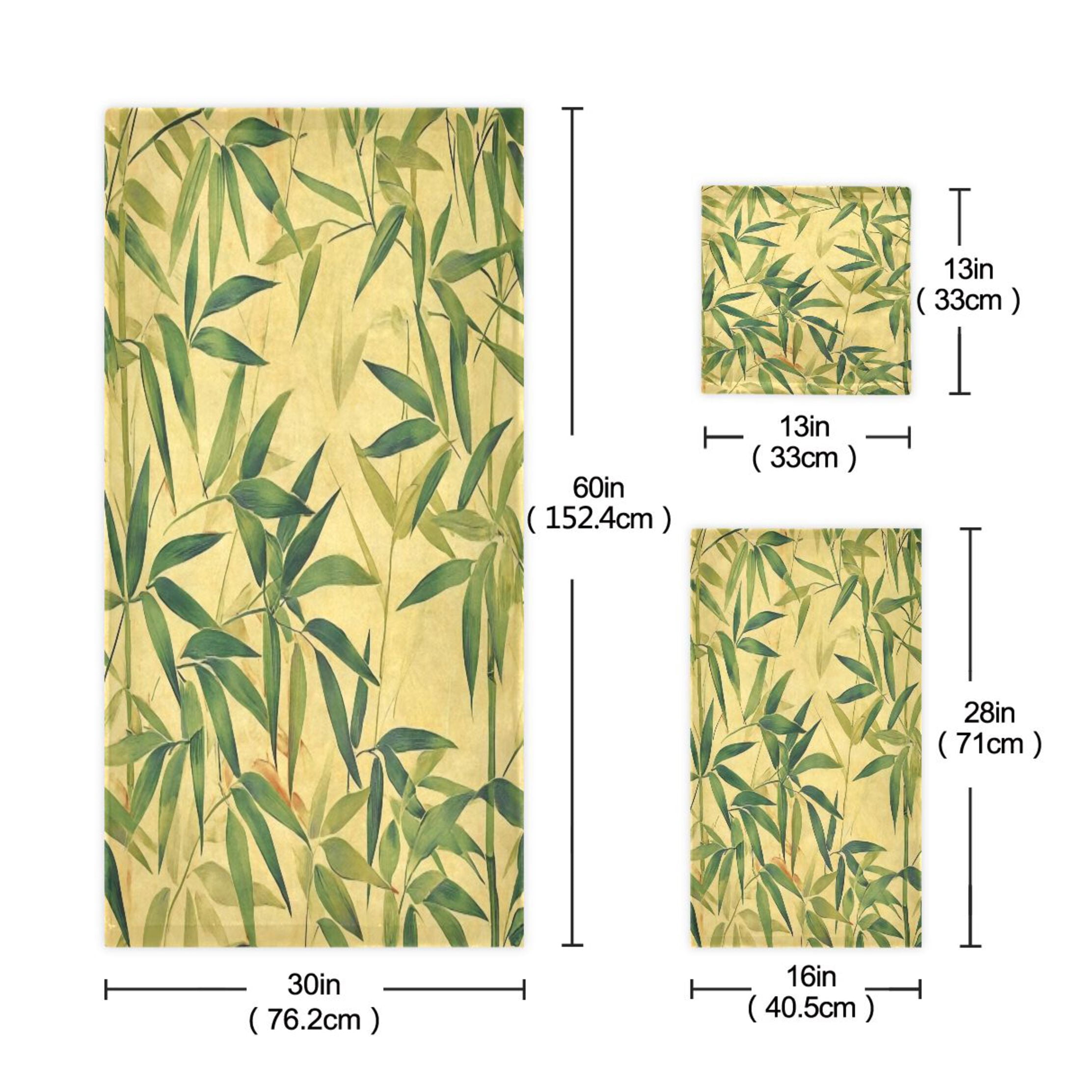 Three-Piece Towel Set Face Towel Towel Set Hand Towel Bath Towel Cotton Bath Towels Bath Towel Sets Hand Bath Towels Beautiful Bamboo Leaves Seamless