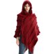 thumbnail image 4 of Suéter de punto bohemio para mujer, otoño e invierno, talla grande, con capucha, chal, poncho, chal de punto, capa, borla, 4 of 5