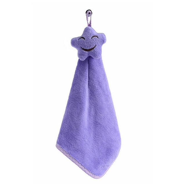Billuyoard Lindo Cara Toalla de Mano Coral Terciopelo Limpiar Colgante Limpieza Toallas y Paños Violeta