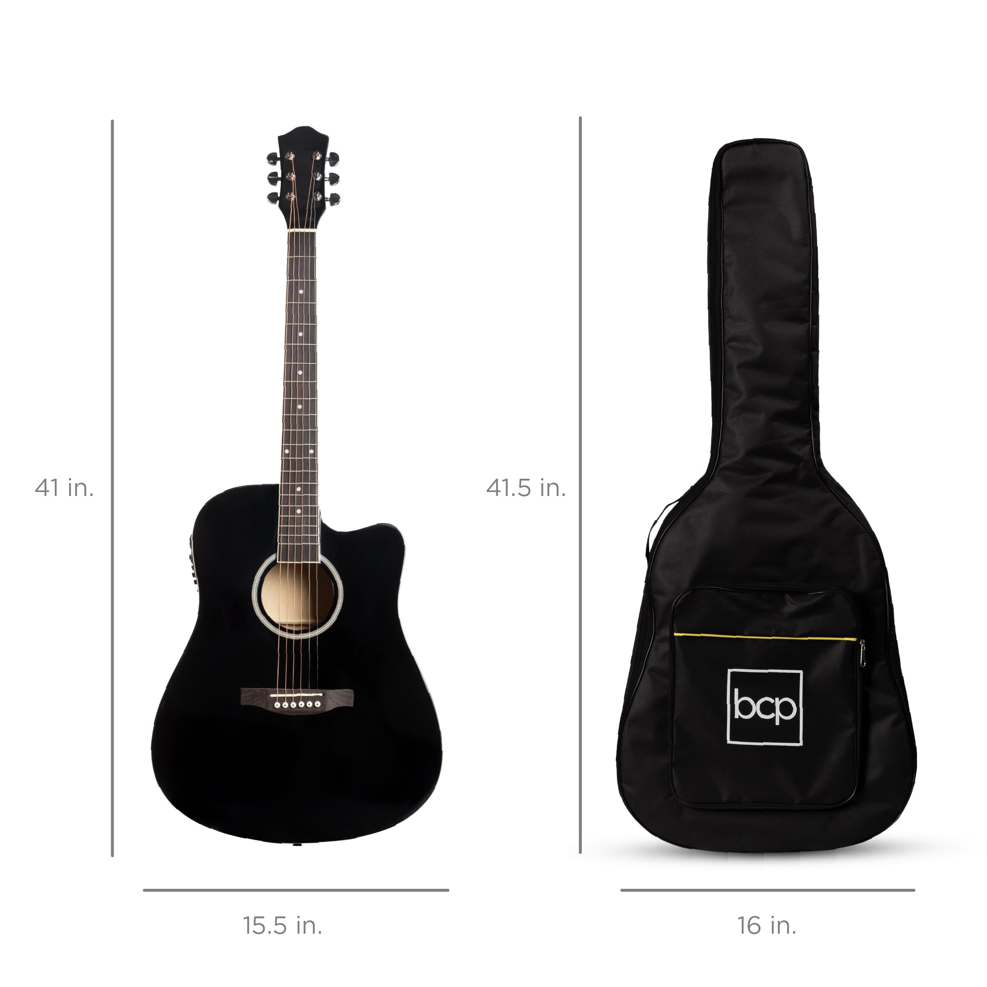 Best Choice Products Beginner Acoustic Electric Guitar Starter Set 41in w/ All Wood Cutaway Design, Case - Black Best Choice Products Beginner Acoustic Electric Guitar Starter Set 41in w/ All Wood Cutaway Design, Case - Black
